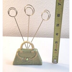 Unbranded Purse Photo Holder Sage Green Gold Vintage Style 3 Wire Clips